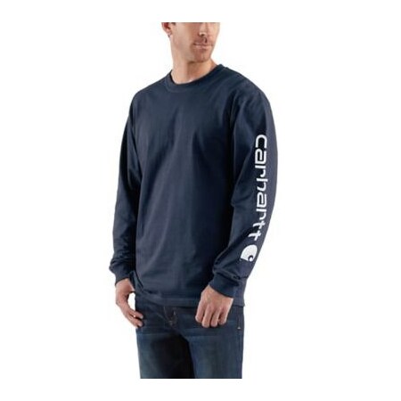 Carhartt MED REG NVY LS Logo Tee K231-NVY-MED-REG